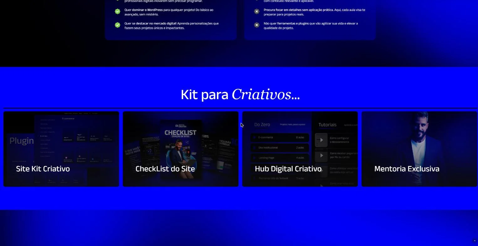 Kit para criativos com os bônus do curso