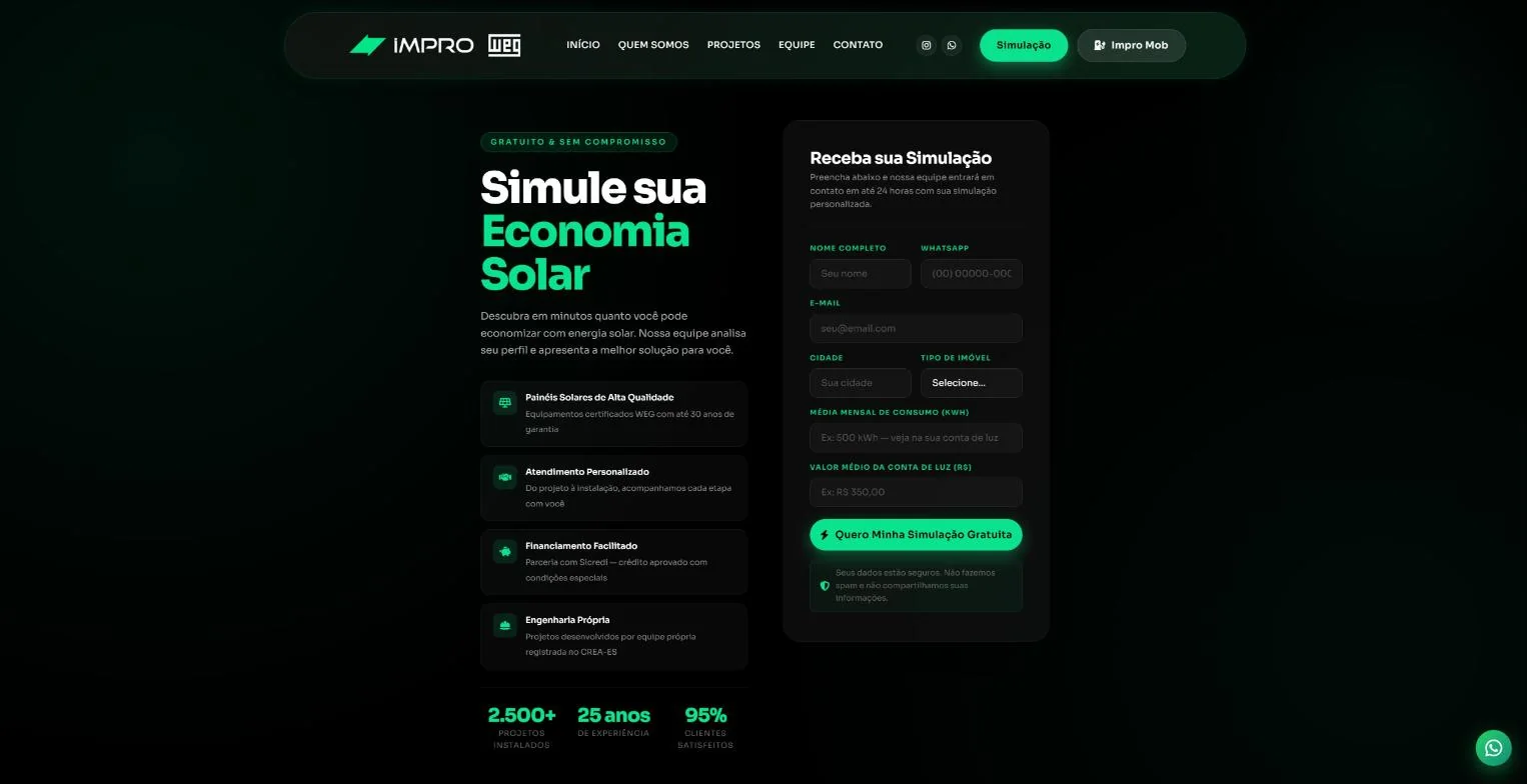 Simulador de economia solar com formulário