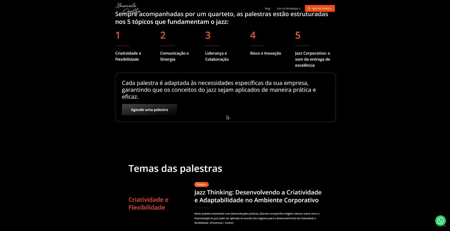 Os cinco pilares e os temas das palestras