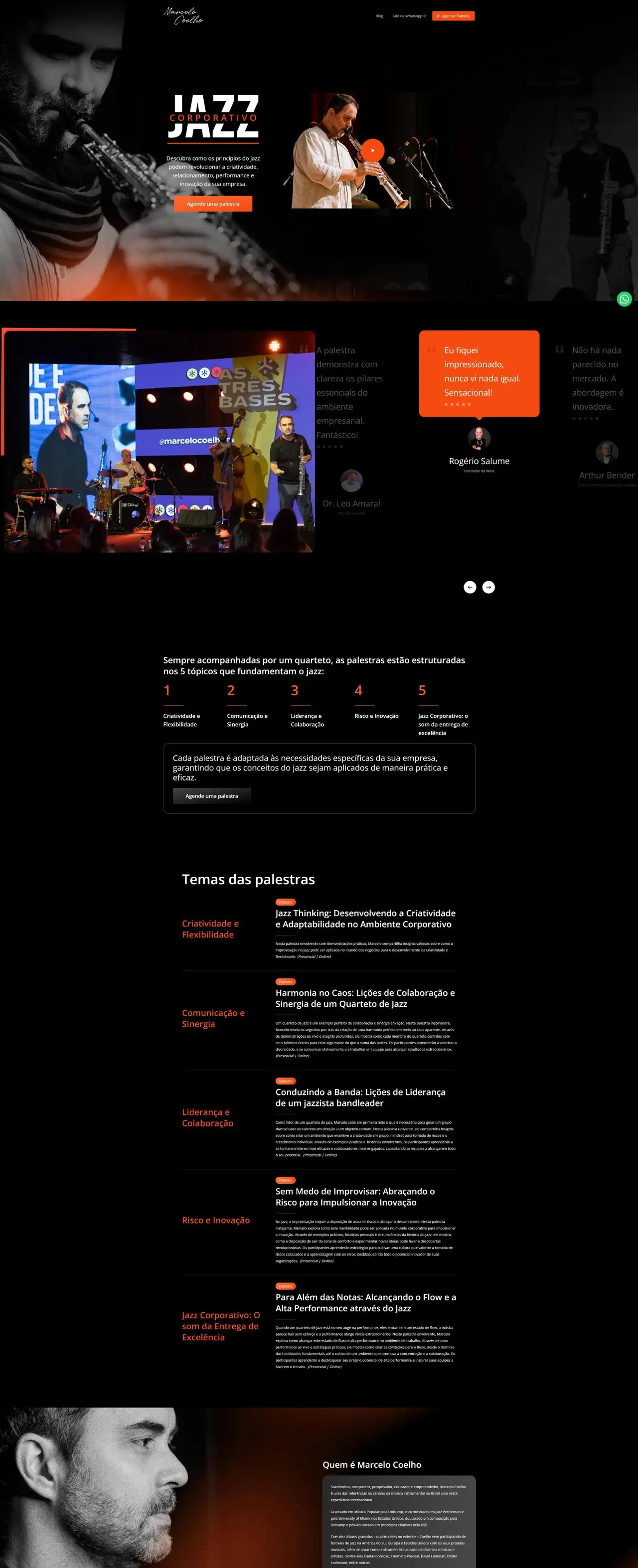 Página inicial completa do site
