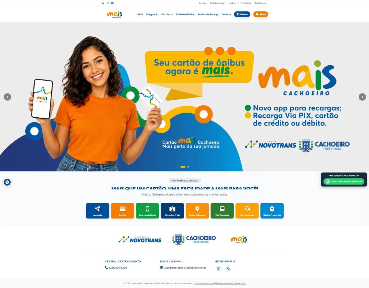 Página inicial completa do site