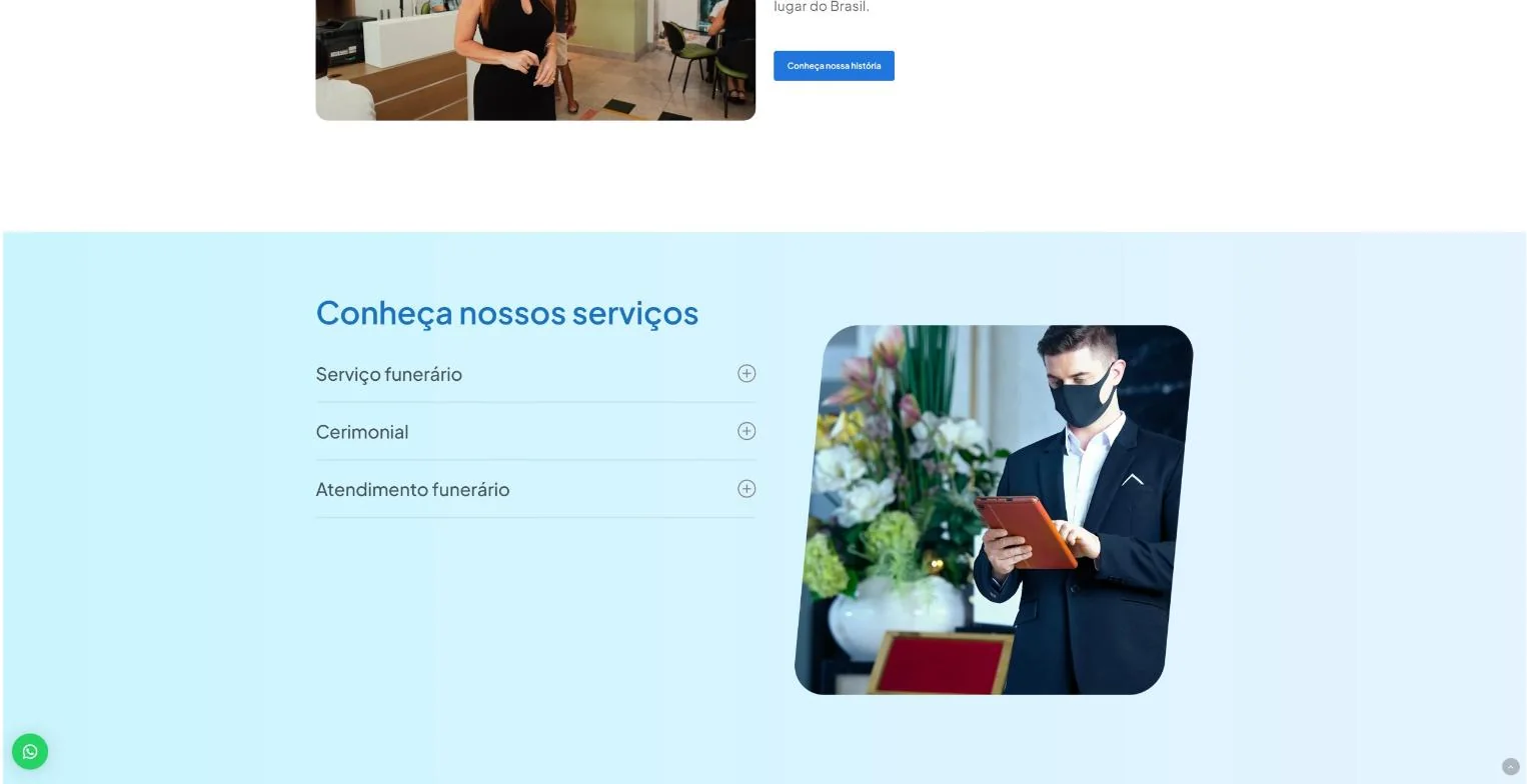 Serviços apresentados em abas