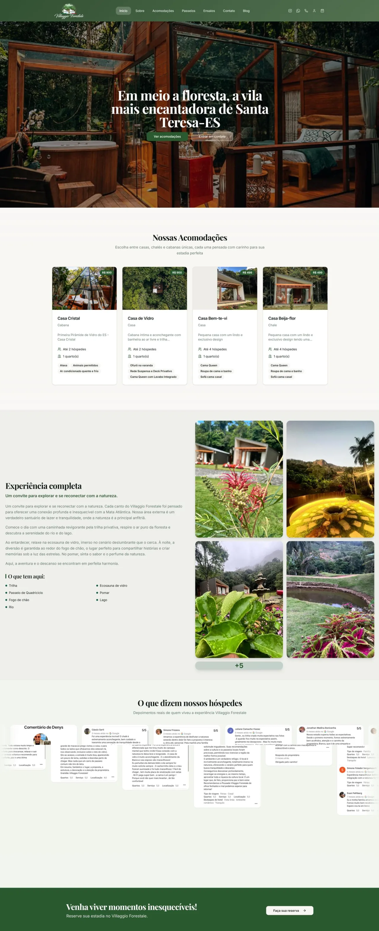 Página inicial completa do site